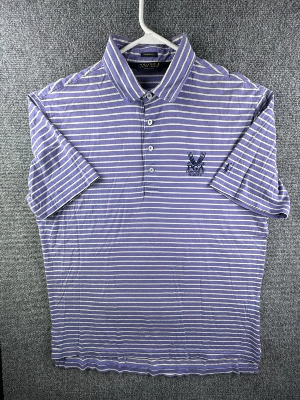Polo Golf Ralph Lauren Vintage Lisle Purple Striped Valhalla Golf Club Large KY